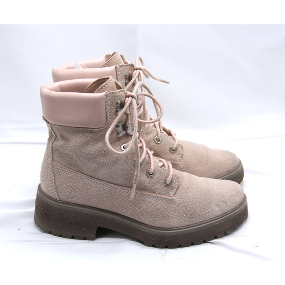 Timberland Boots Women’s Size 8 Pink Carnaby Suede Ankle A2819 - Picture 1 of 7
